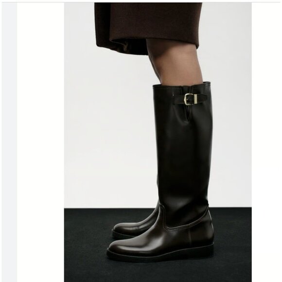 Zara Black Over the Knee Boots - Picture 2 of 8